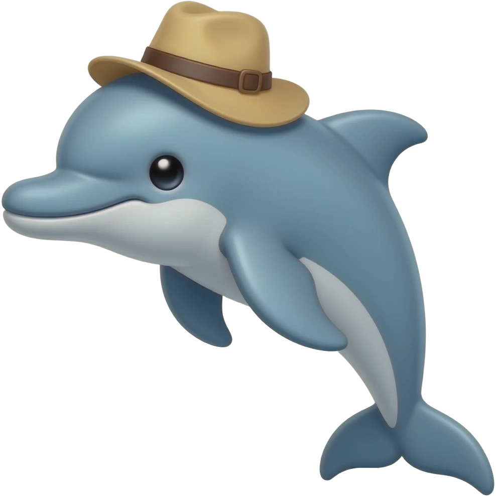 Dolphin with a hat emoji