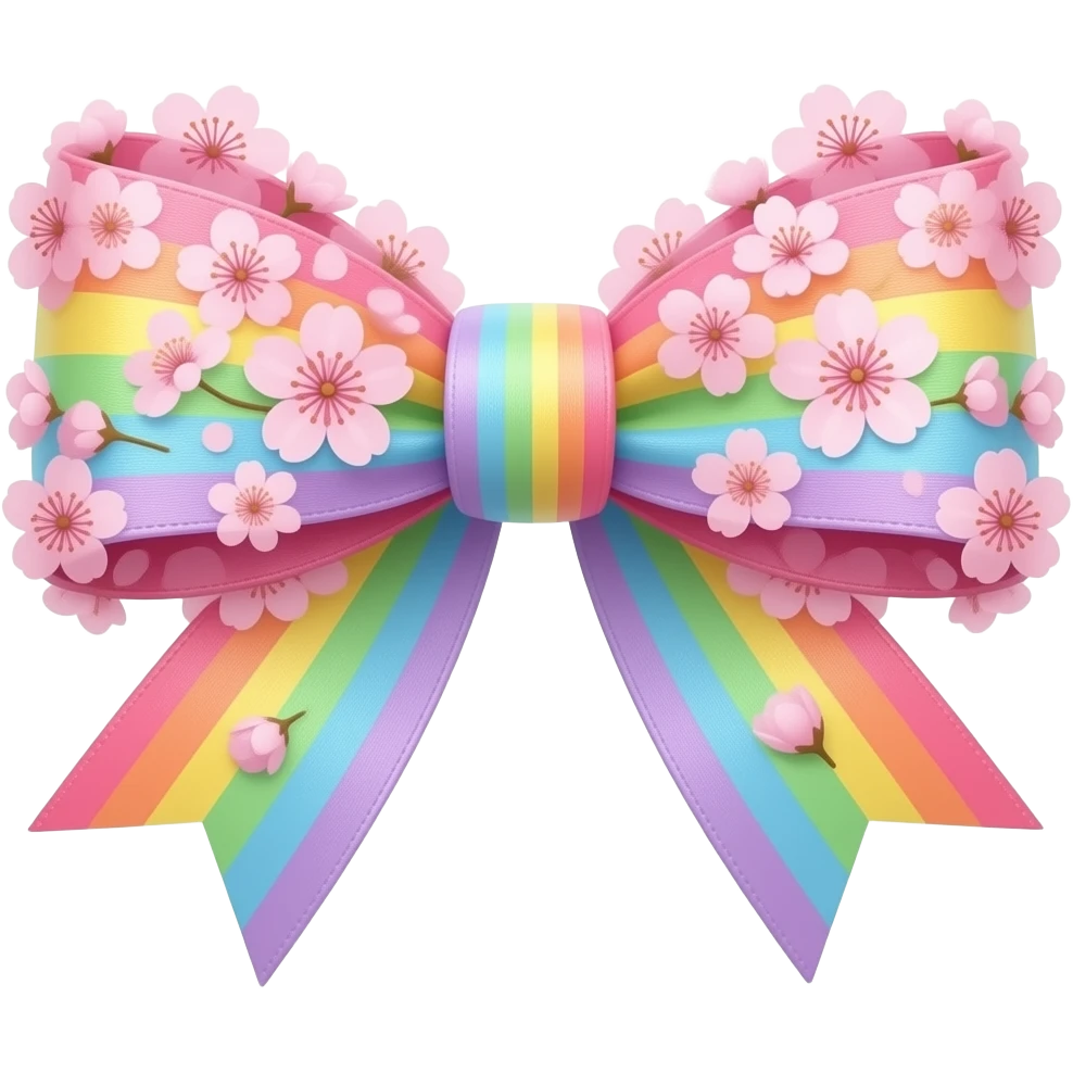 Sakura bow ribbon flowers with a rainbow pastel! emoji