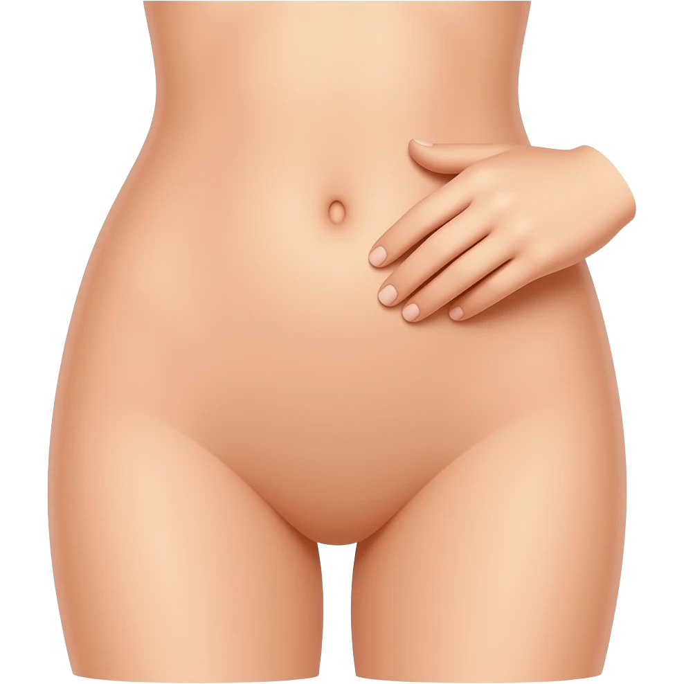 In between a naked woman’s legs near the waist emoji