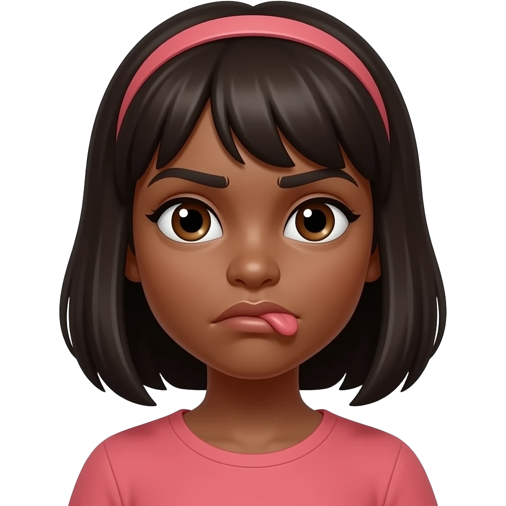 make one side of lip up in disgust make it a brown skin girl emoji
