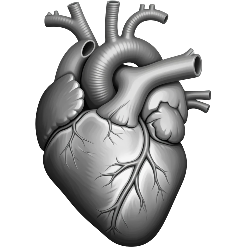 Black and white anatomy heart emoji