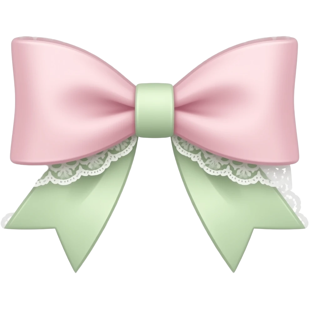 Cute strawberry light pink & light green bow lace coquette bow emoji