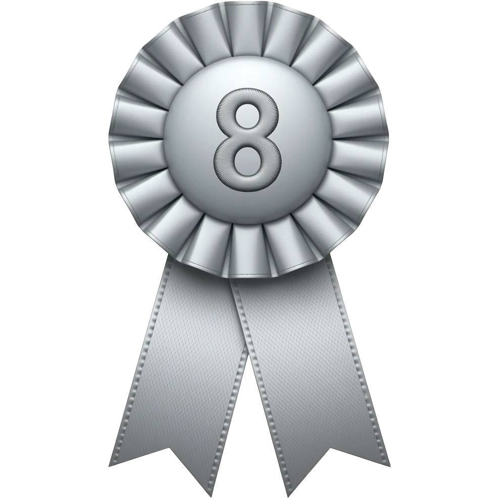 an 8th place brow  ribbon with a  smaller round top with a smaller 8 in the middle emoji
