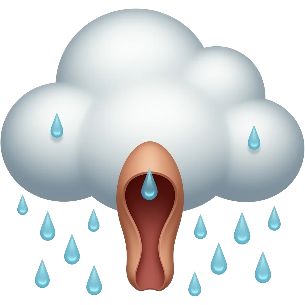 Wet brown vagina as a cloud and raining emoji