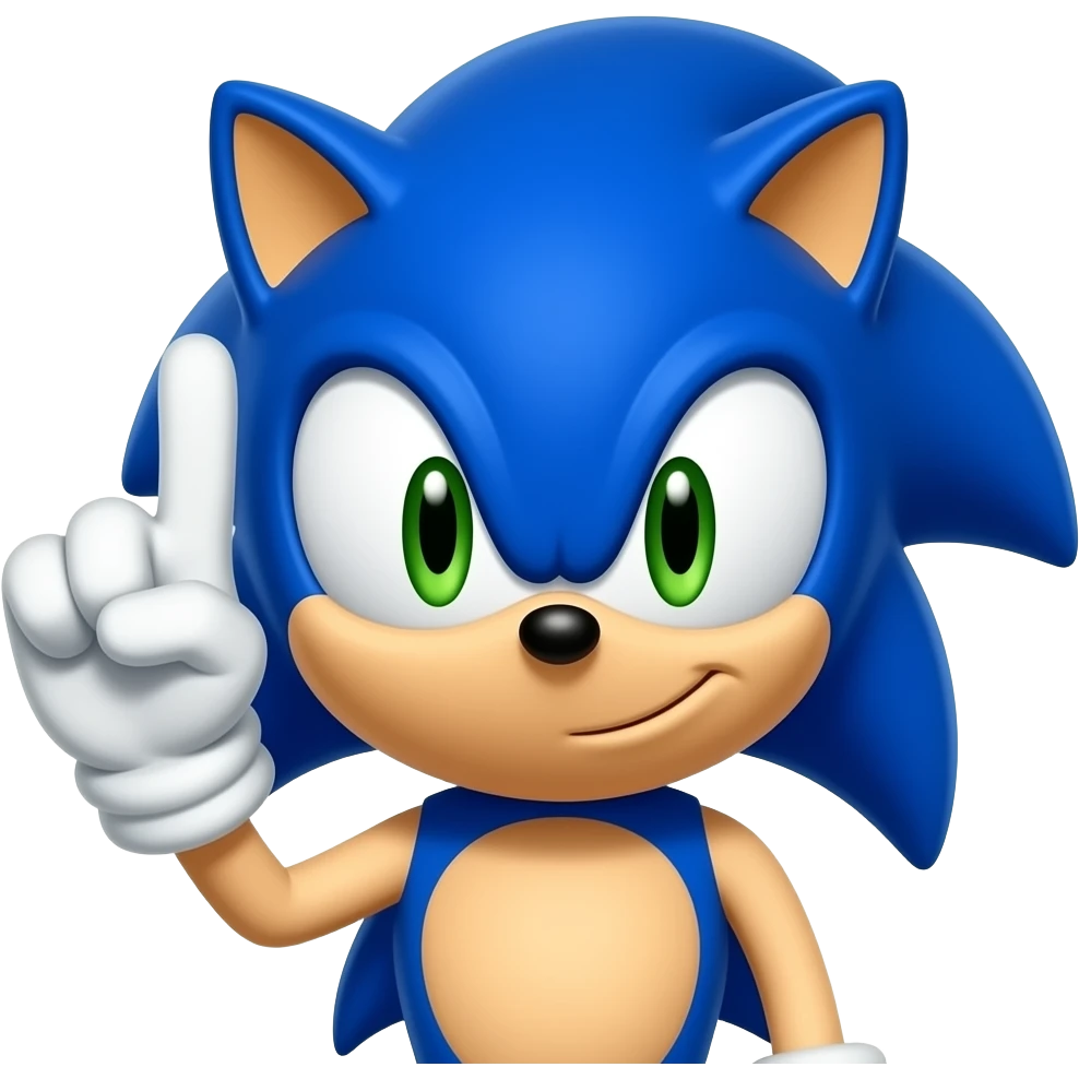 Sonic holding up 2 fingers, 3D emoji style emoji