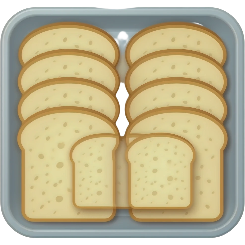 tray in which bread slices are placed in an arranged order (top-down orthographic camera angle) emoji