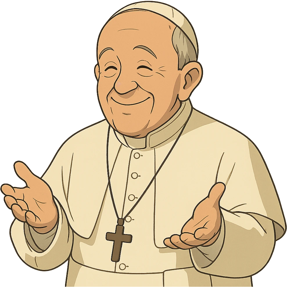 pope smiling, laying hands emoji