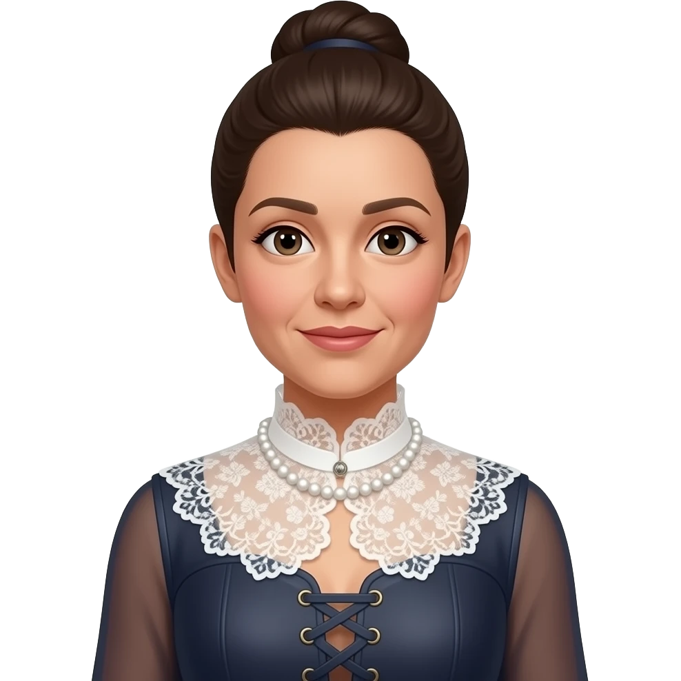 crée un portrait d'une femme brune cheveux attaché (âge environ 40 ans) (style année 1900) emoji