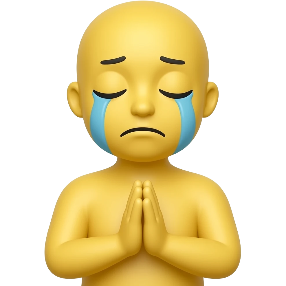 yellow emoji crying in praying form emoji
