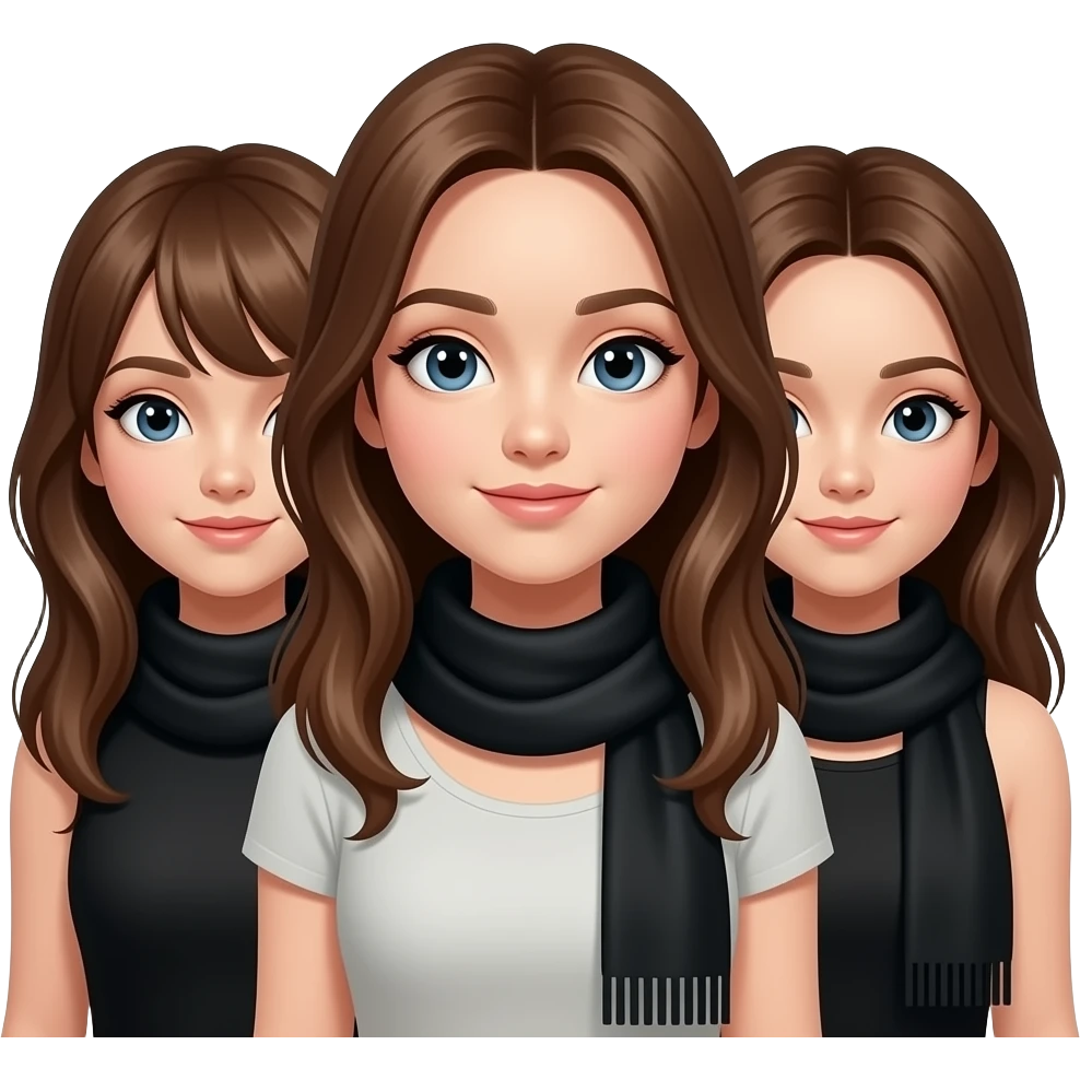 ثلاث بنات اللي بالنص اجعل شعرها بني و لابسة نجارات ثهبية رفيعة جدا emoji