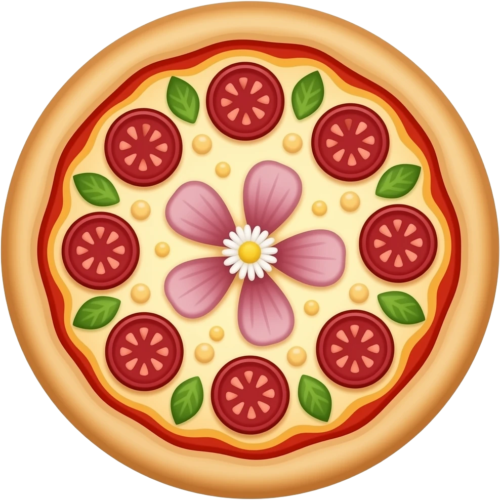 pizza tonda con fiori di nannuferi emoji