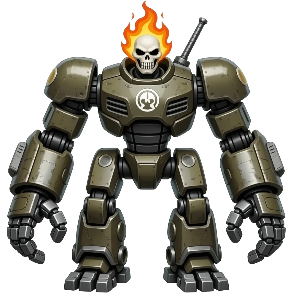 The marvel character Ghost Rider on a war robots frontiers robot as the pilot emoji