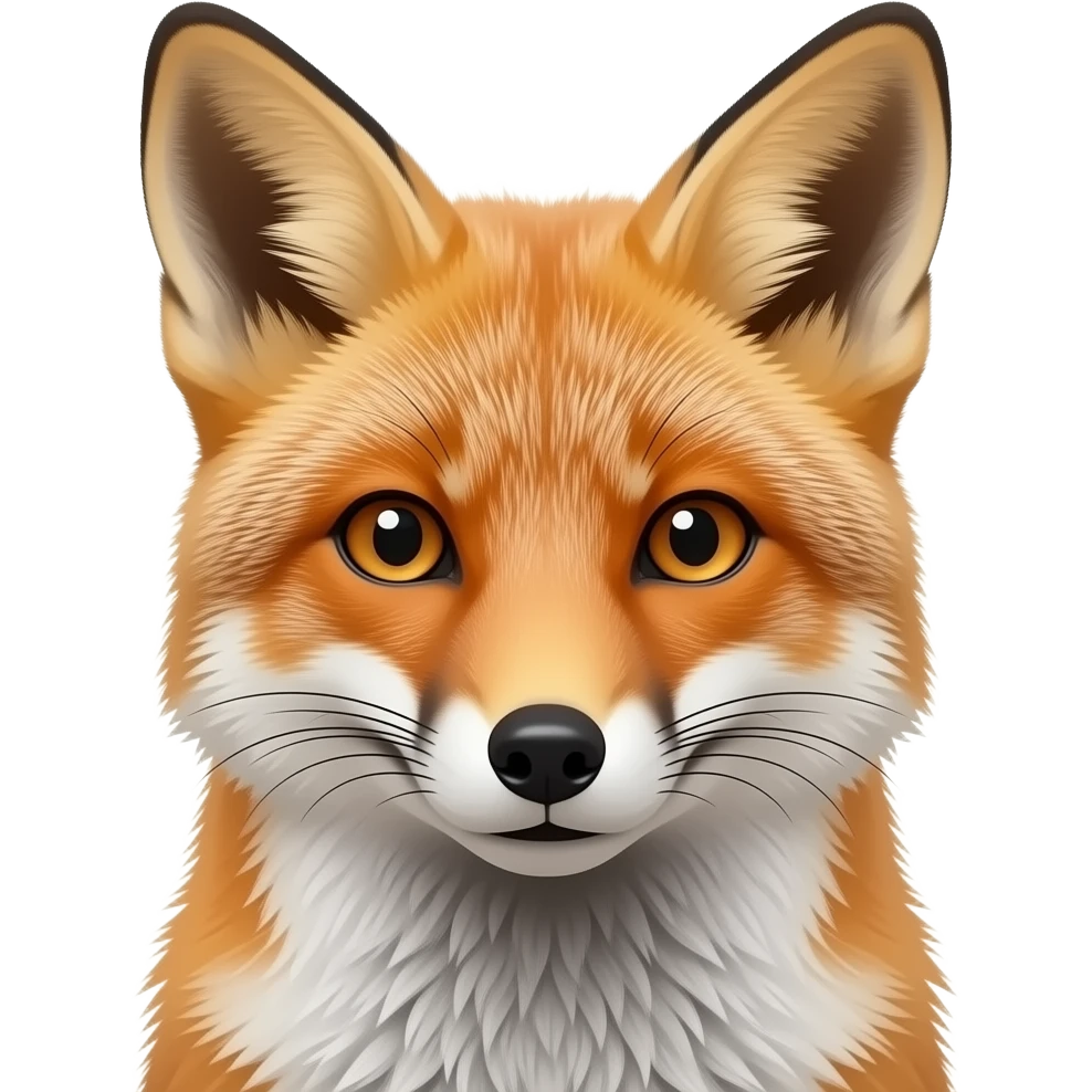 masculine fox, portrait, front face, realistic emoji