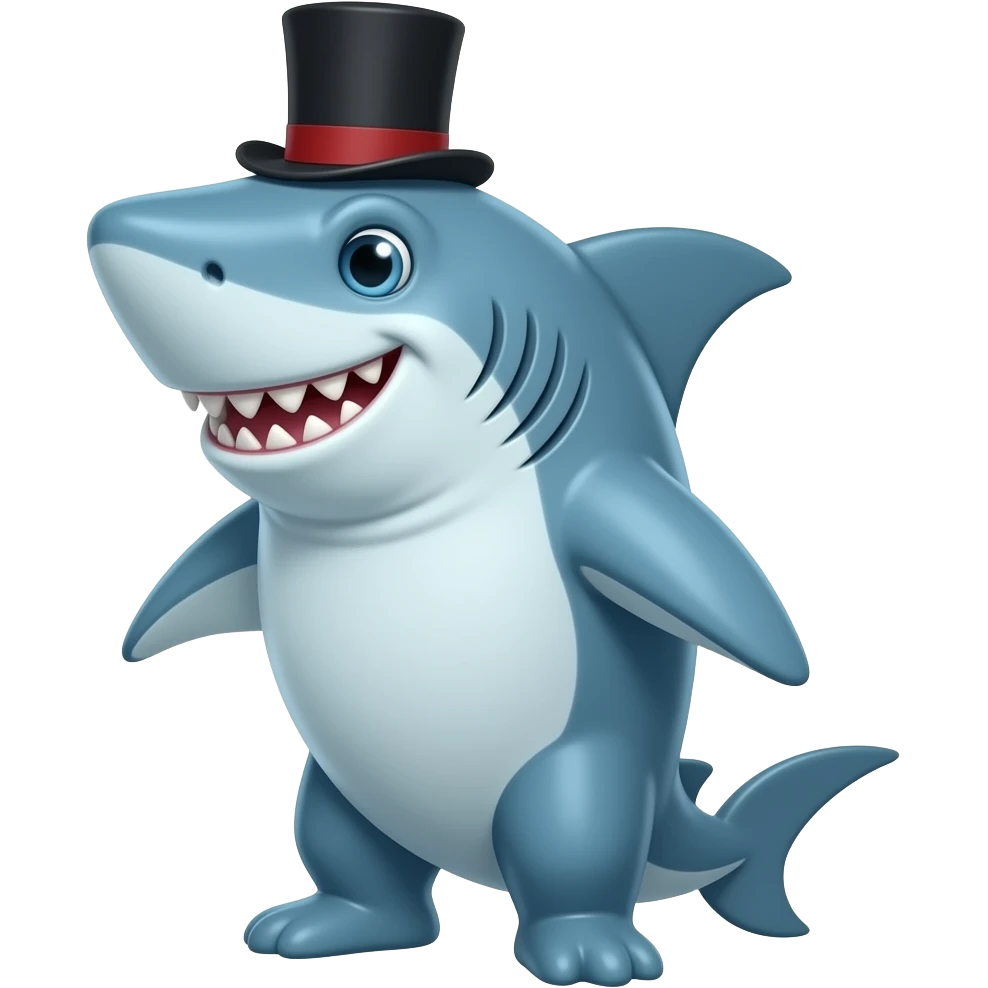 Shark with a top hat emoji