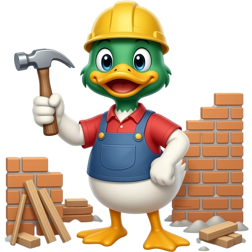Duck holding hammer construction emoji