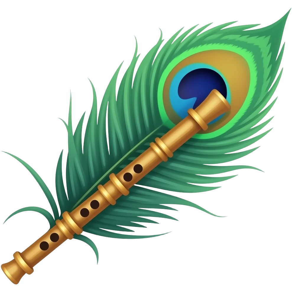 Peacock feather with krishna flaute emoji