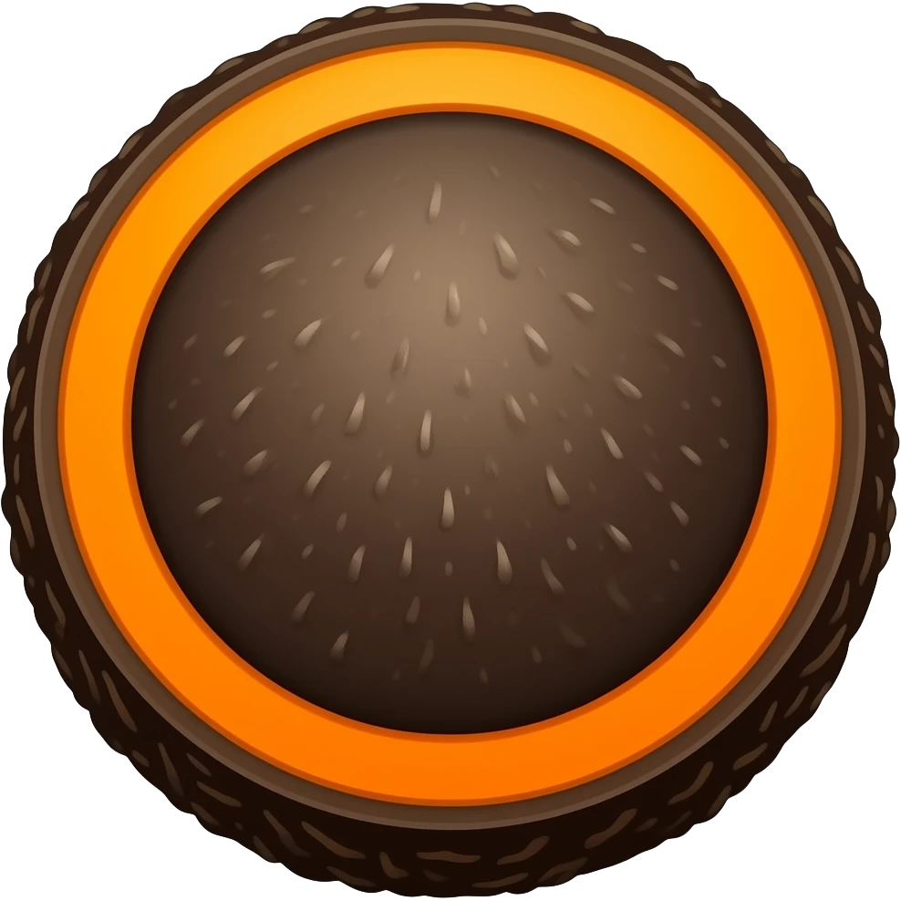 Black Coconut with orange rings emoji