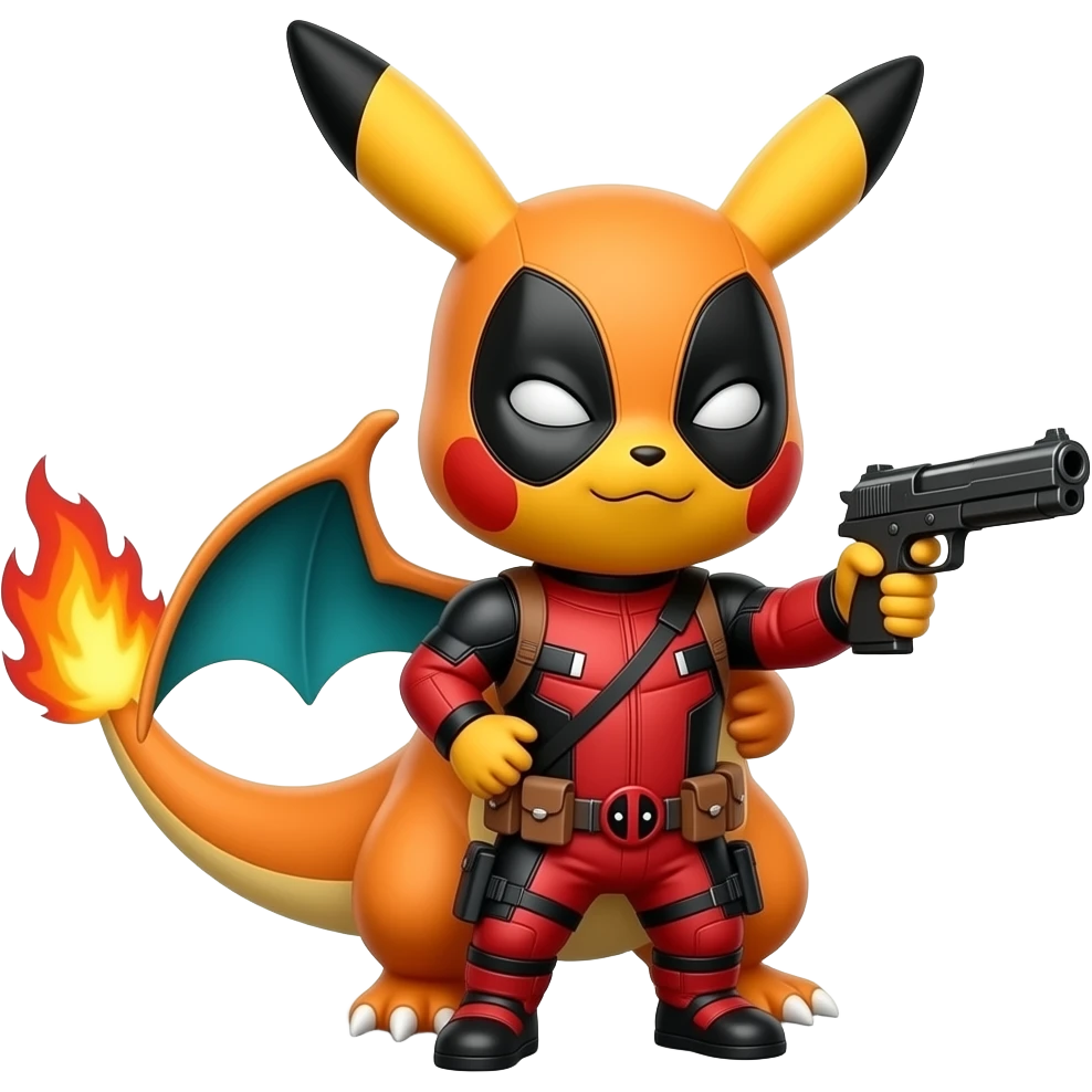 Pikachu and Charizard and Deadpool combined emoji