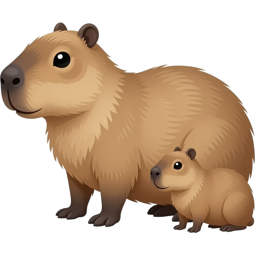 Mom Capybara and baby capybara emoji