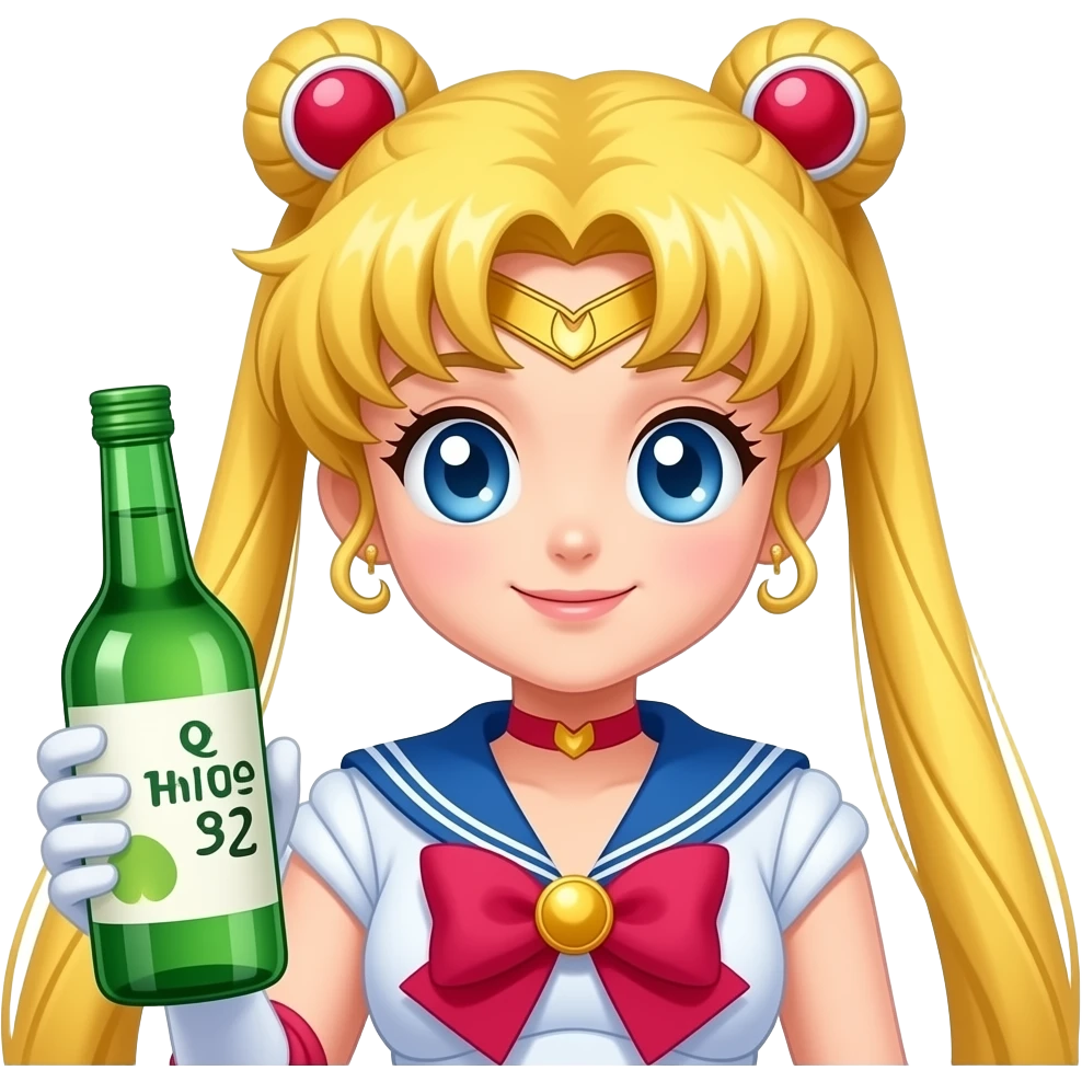 Sailor moon holding a soju emoji