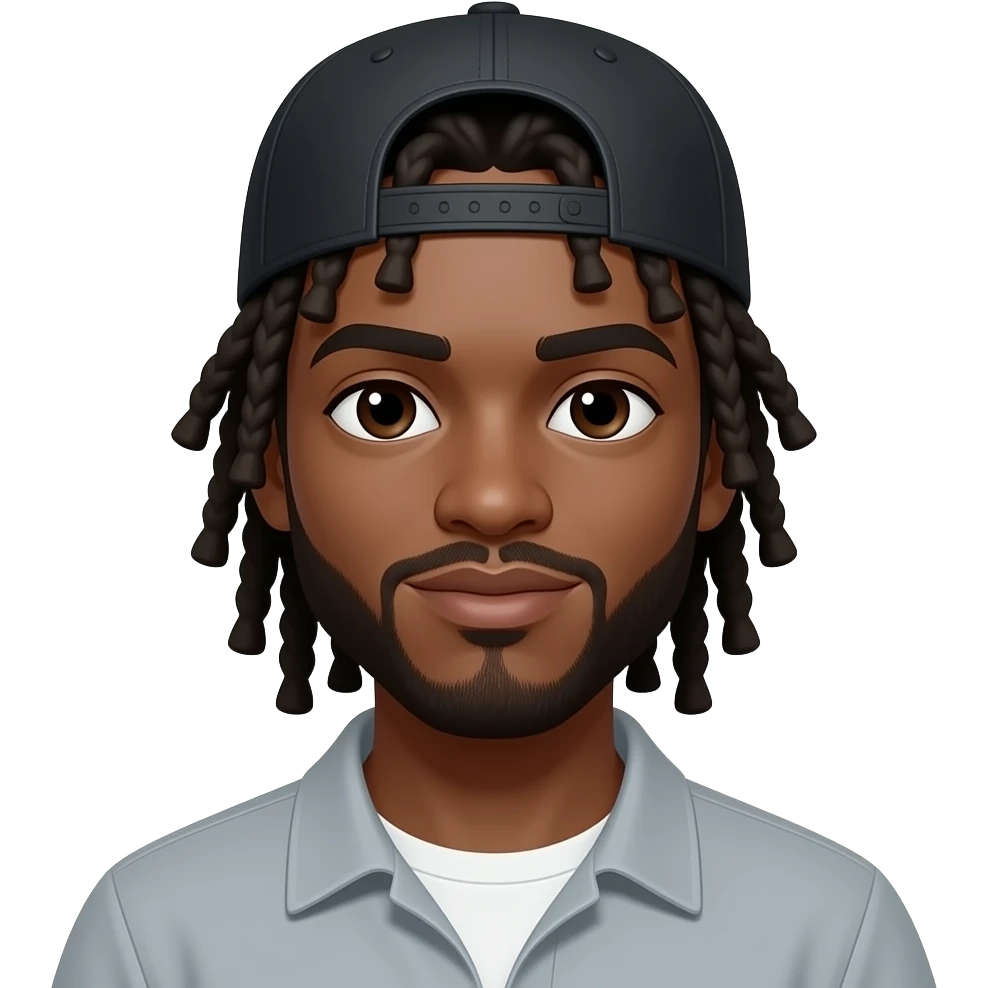 black man with freeform dreads and a snapback emoji