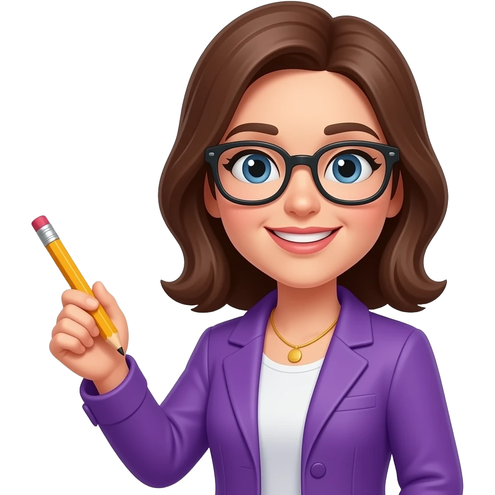 Женщина учитель с карандашом фиолетовый пиджак emoji
