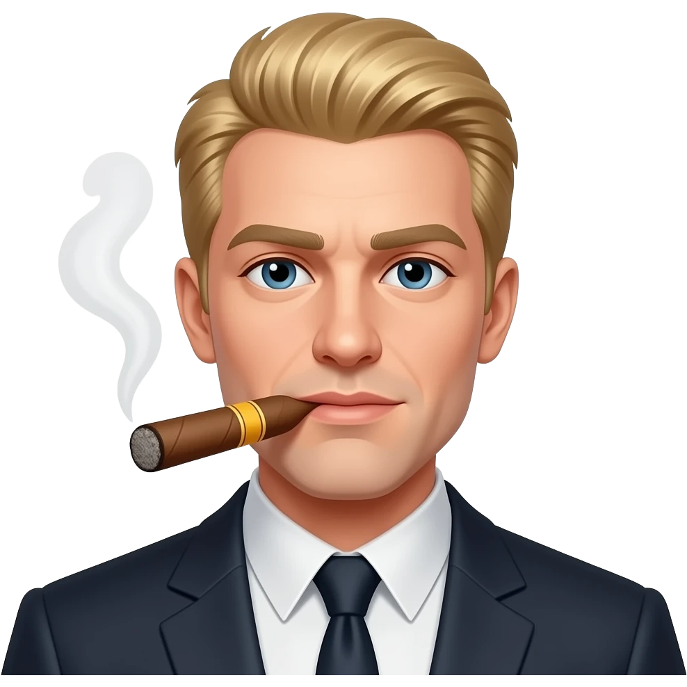 Blonde hair Guy smoking a cigar emoji