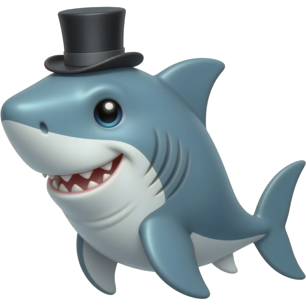 Shark with a top hat emoji