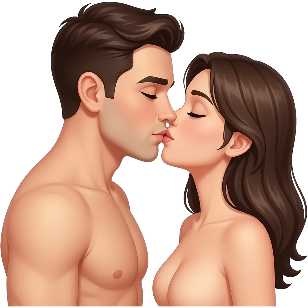 Both completely naked men and women kissing each other emoji