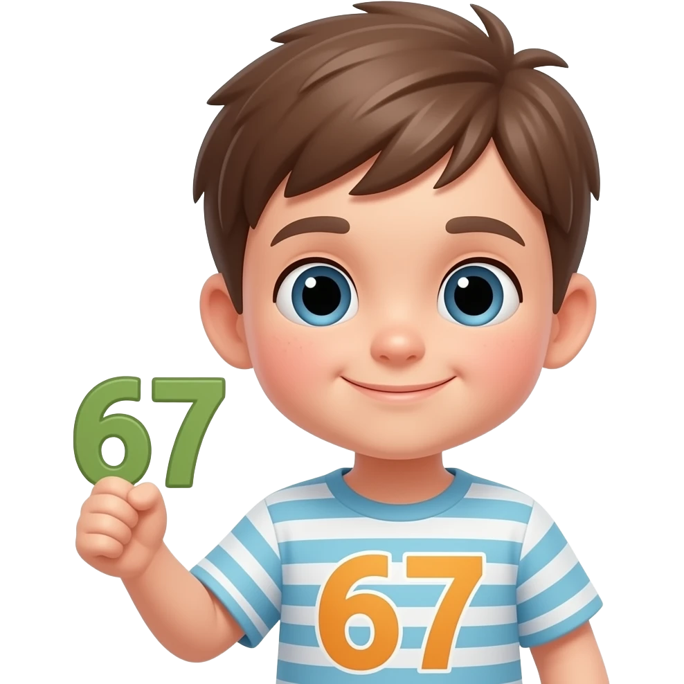 67 kid holding 67 emoji