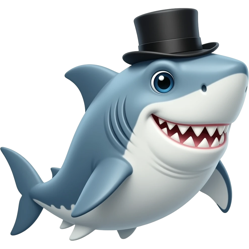 Shark with a top hat emoji