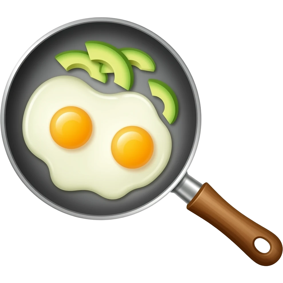 scrambled eggs in pan with avocado slices emoji