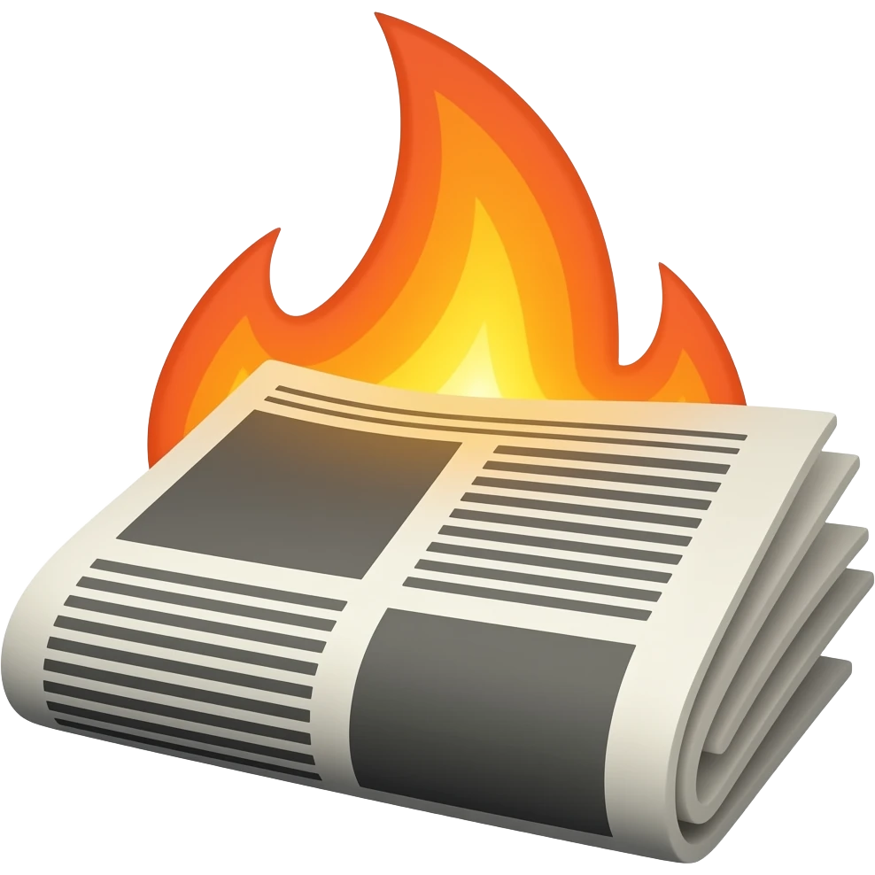 Burning newspaper emoji