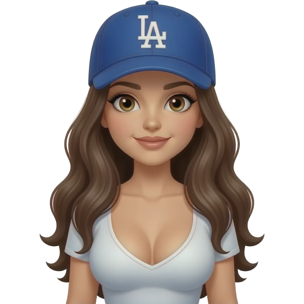 Big boobs dodger hat brunette  girl standing up emoji
