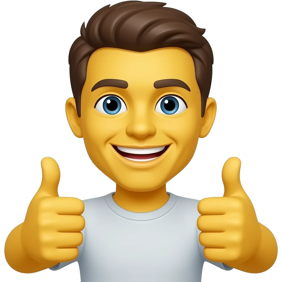 teeth grin happy double thumbs up emoji yellow emoji
