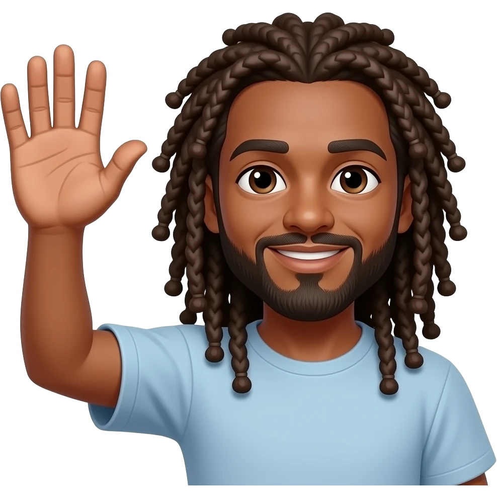 make his dreads longer and him raise his hand emoji