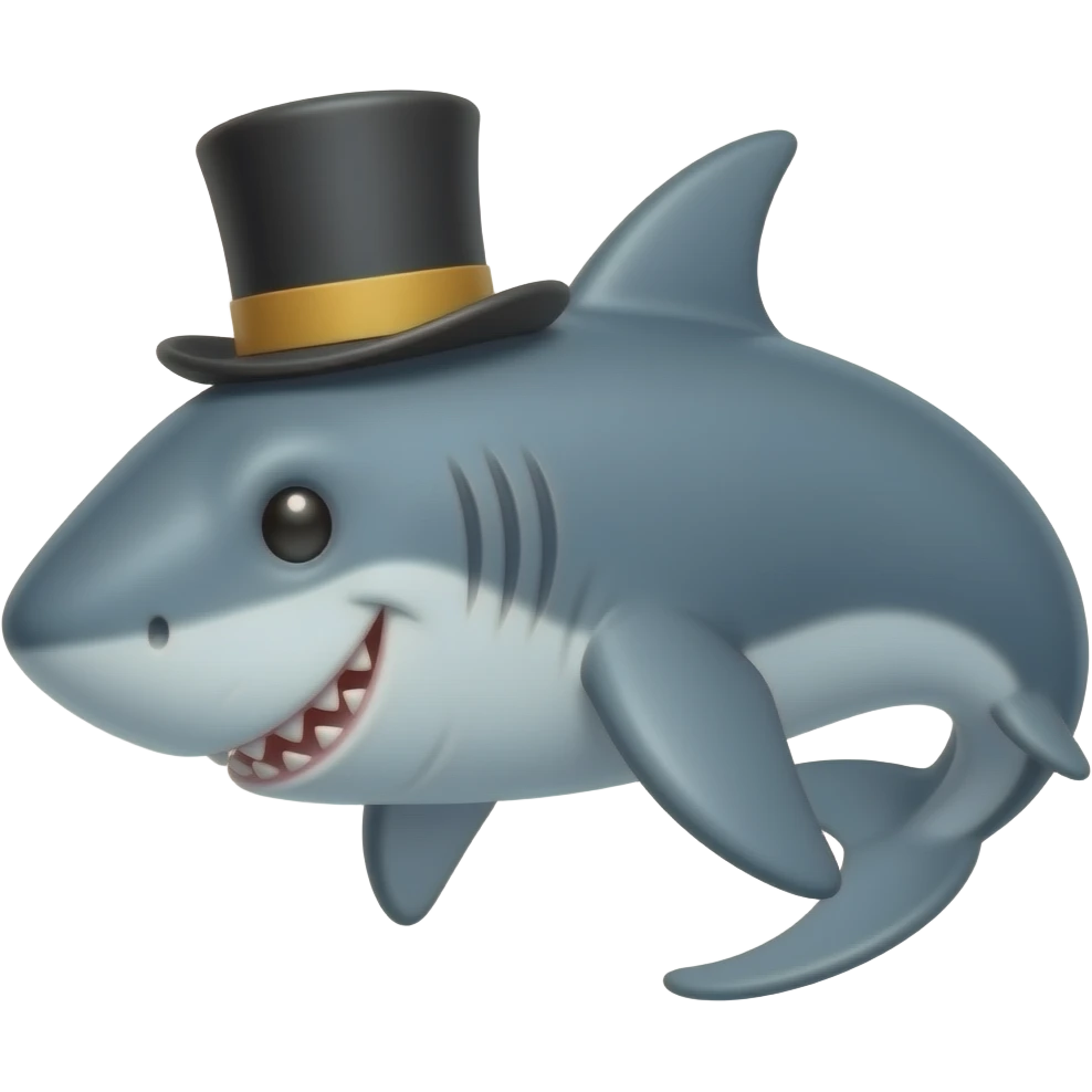 Shark with a top hat emoji