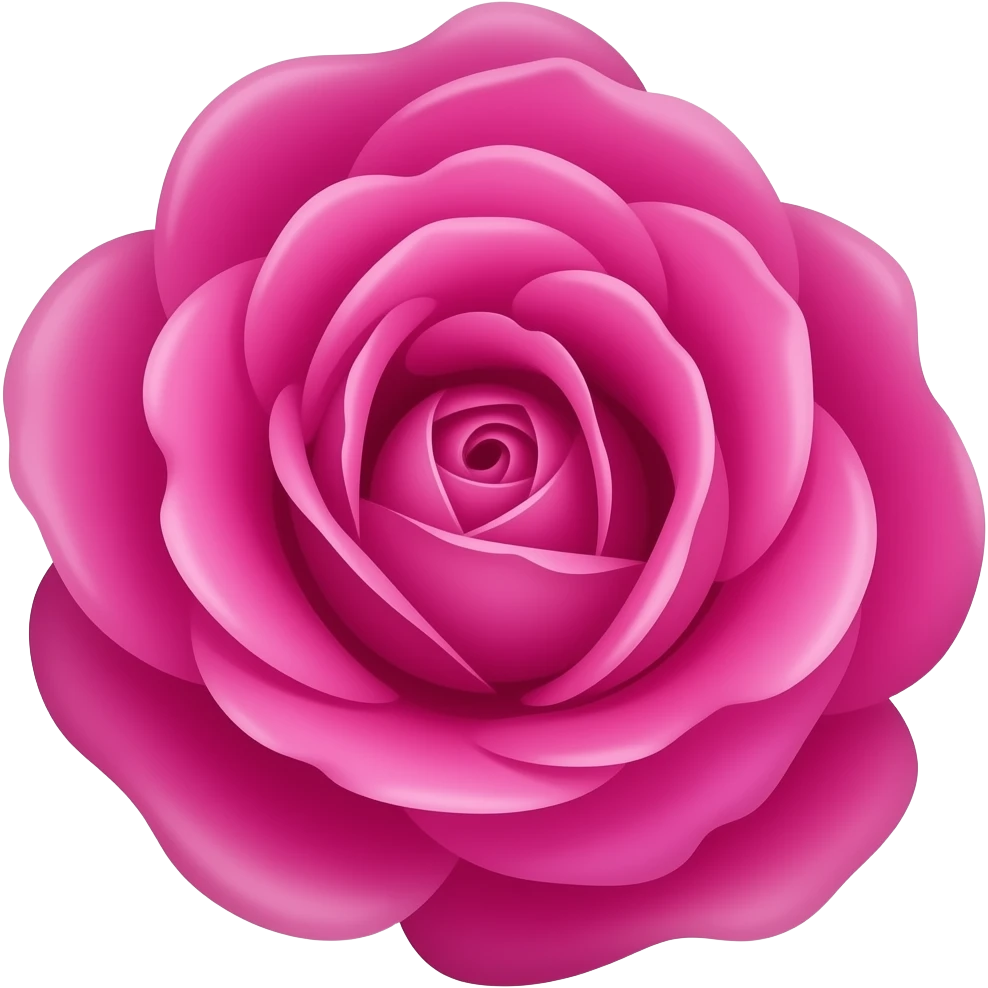 Baronesse rose, vivid magenta, dense petals, emoji icon, flat, no pink ...