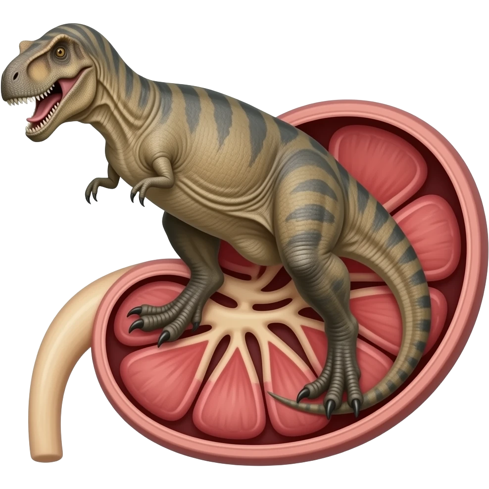 🦕 Dino inside kidneys bladder too full emoji