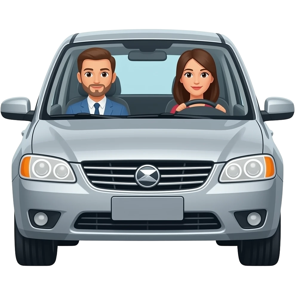 people in a car on a road emoji
