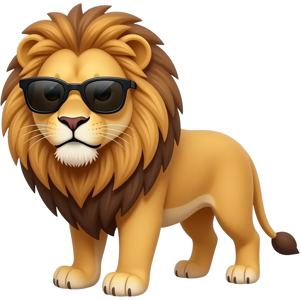A lion wears Black sunglasses emoji