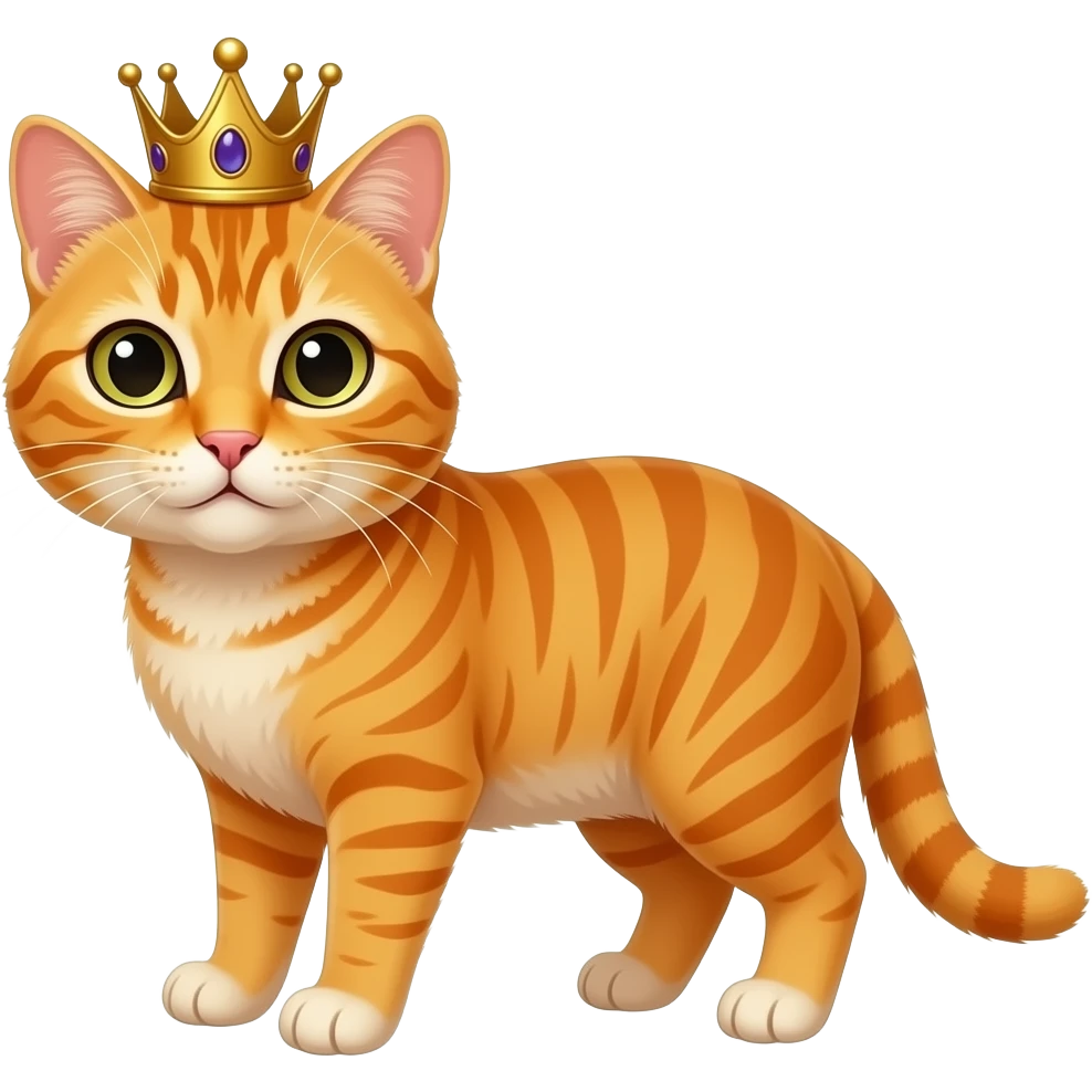 Orange tabby no white king with crown emoji