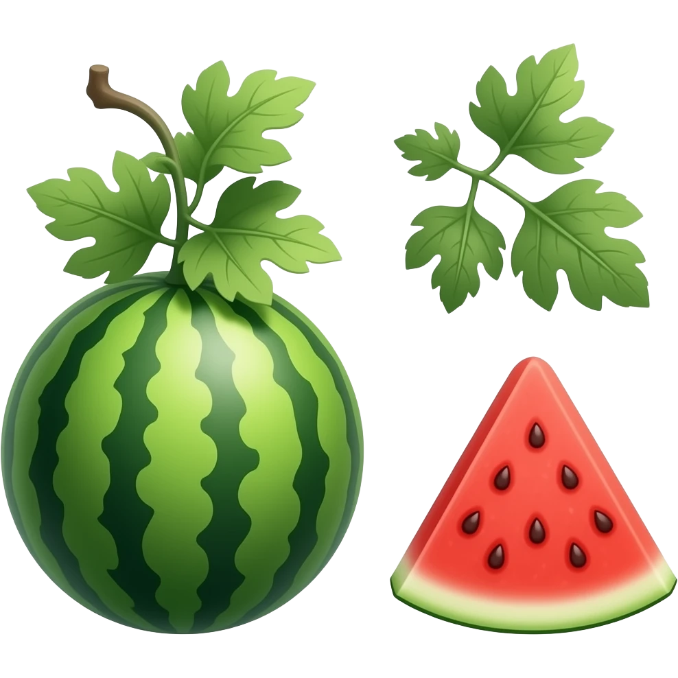 ripe whole and one triangular watermelon emoji