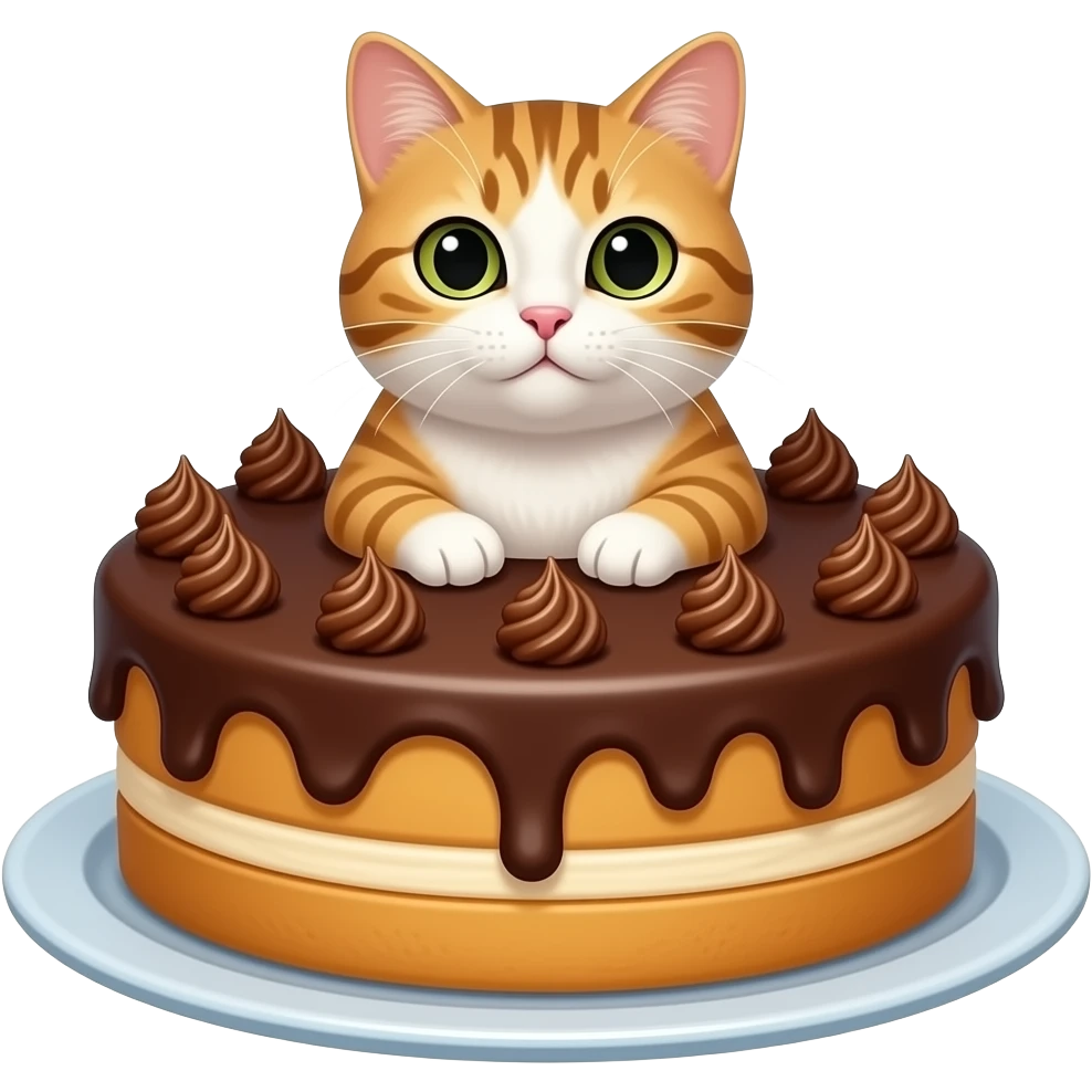 cat inside choclate frosting cake emoji