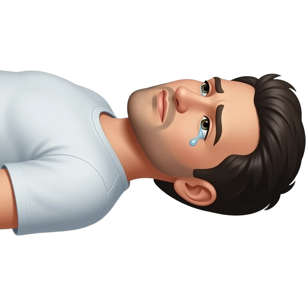 Мужчина лежит на полу на спине с безразличным лицом плачет emoji