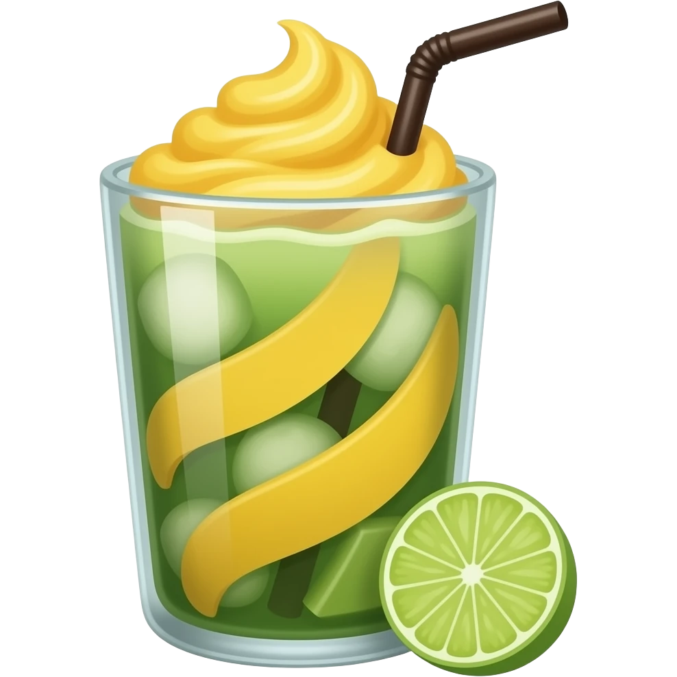 Iced matcha with mango puree emoji