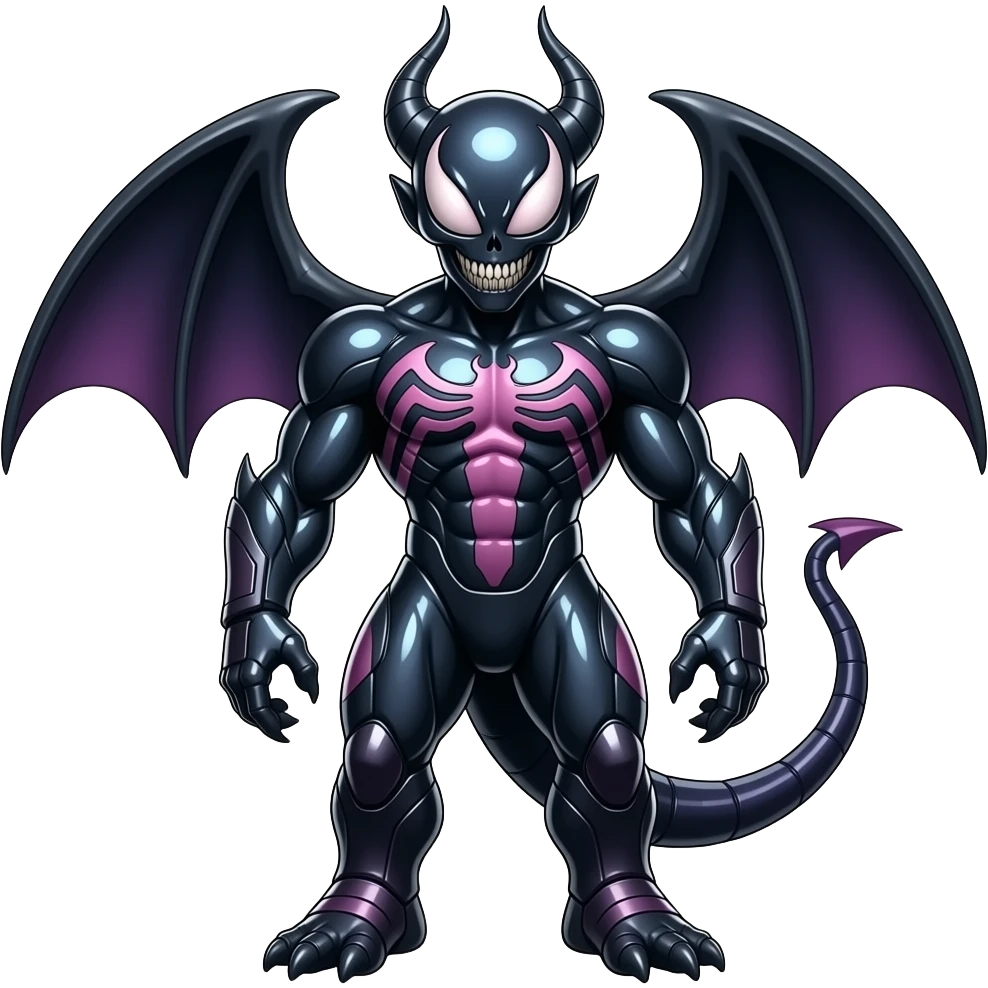 Shiny Futuristic Badass Demonic Spectral Dusky Spooky Skull-faced Cool Hot Stylish Handsome Alien-Salandit-Venom-Darkrai-Genesect-Fakémon-fusion (full body) emoji