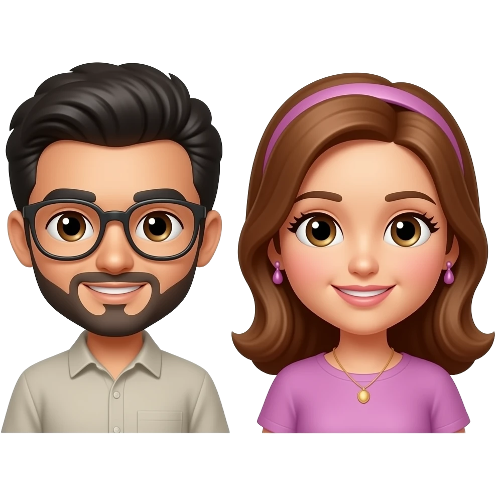 ارغب في انشاء اموجي رونسي للوتساب يتضمن شخصية ذكر وانثى مع اضافة اسم حسين و زينب emoji