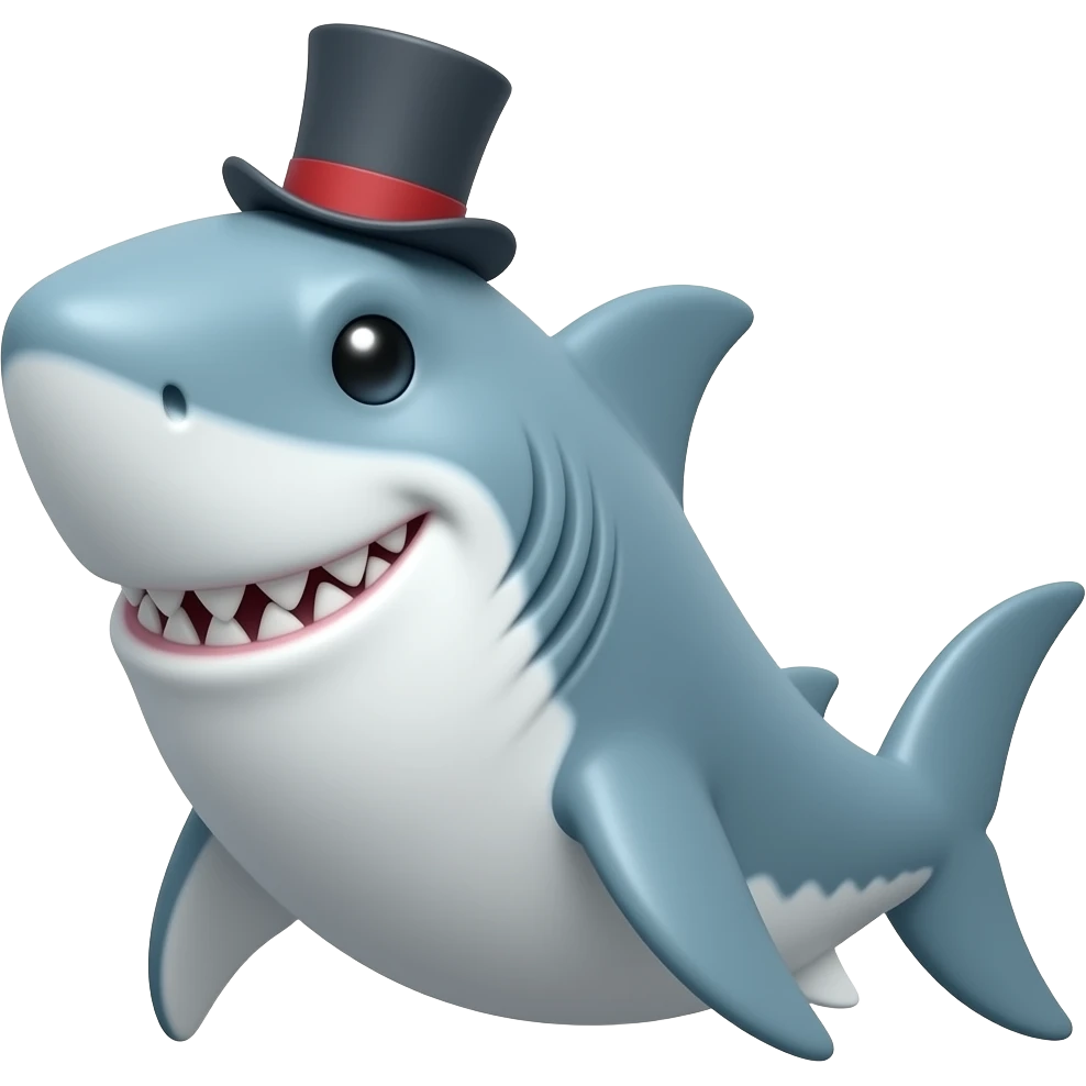 Shark with a top hat emoji