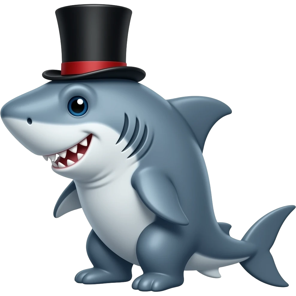 Shark with a top hat emoji